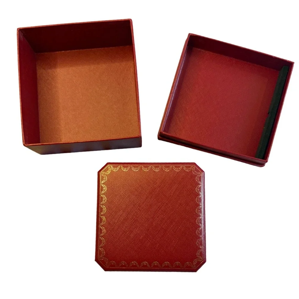 Cartier Red Jewelry Box Set‎ Outer Box Velvet Interior Case Classic Gift Luxury